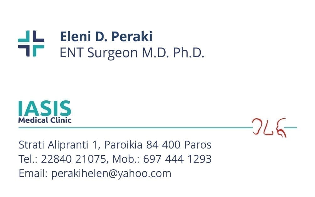 Dr Eleni Peraki ENT (Ear Nose Throat) | ORL Paros